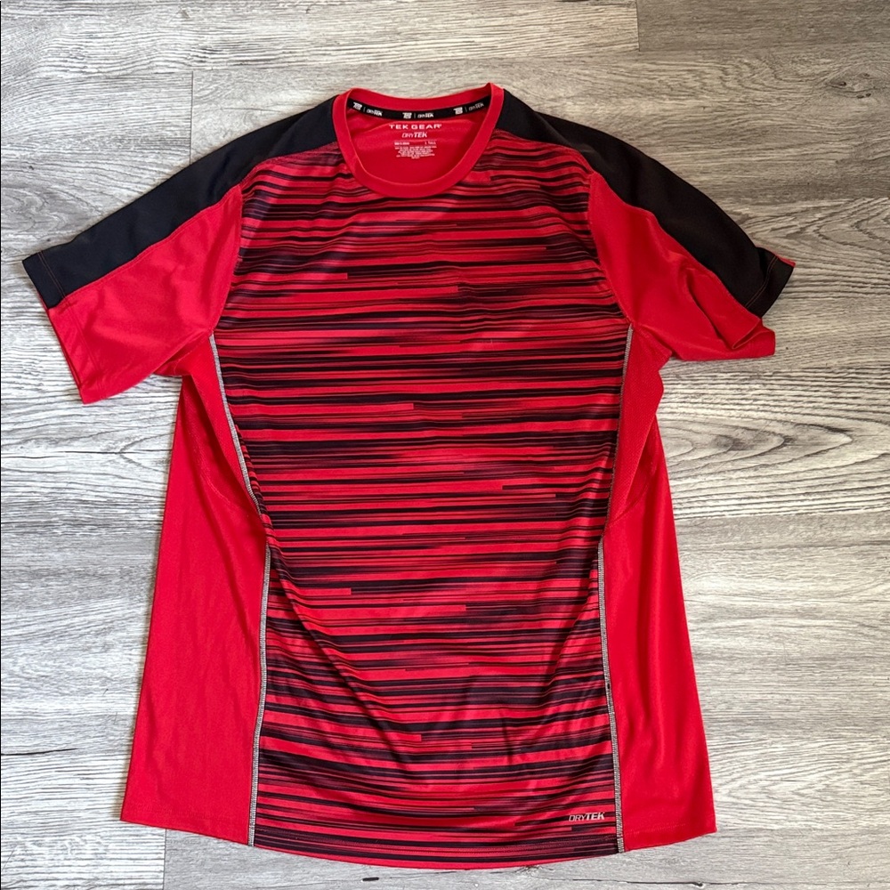 Tek Gear Red and Black Striped Shirt